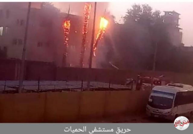حريق هائل بنخل مستشفى حميات إمبابة بالجيزة