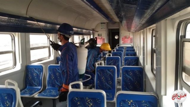 استمرار تطهير وتعقيم الورش والقطارات ومحطات السكك الحديد