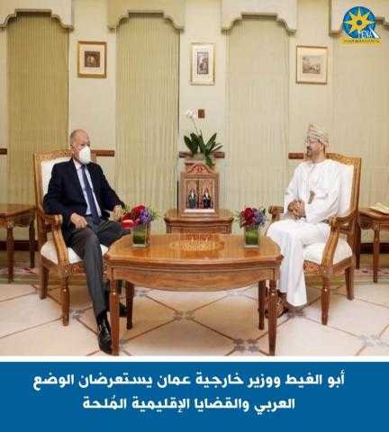 أبو الغيط ووزير خارجية عمان يستعرضان الوضع العربي والقضايا الإقليمية المُلحة