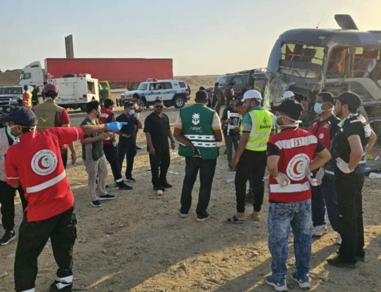 وفاة ٨ مصريين واصابة ١٣ اخرين في حادث انقلاب حافلة بتبوك في السعودية