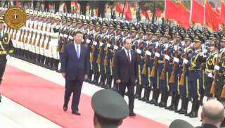 مراسم استقبال رسمية للرئيس السيسي بقصر الشعب الرئاسي
