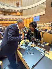 وزير الخارجية والتعاون الدولي والمصريين بالخارج يلتقى مع السيدة ”ليثا موسييمي-أوجانا” المفوضة باللجنة الإفريقية لحقوق الإنسان