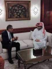 ضياء رشوان يستقبل تركي آل الشيخ في مستهل زيارته لمصر