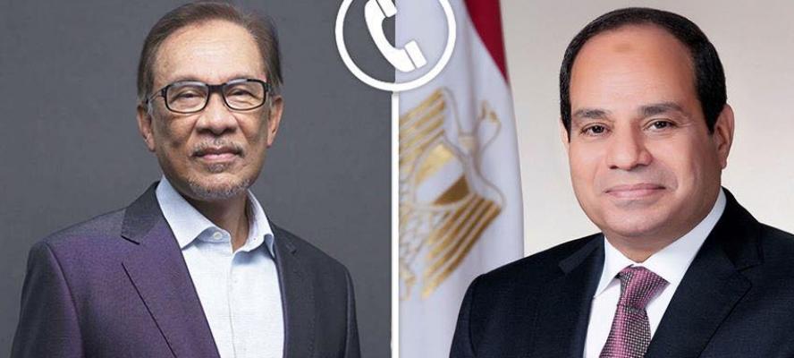 الرئيس السيسى يؤكد لرئيس وزراء ماليزيا على موقف مصر الداعى لخفض التصعيد