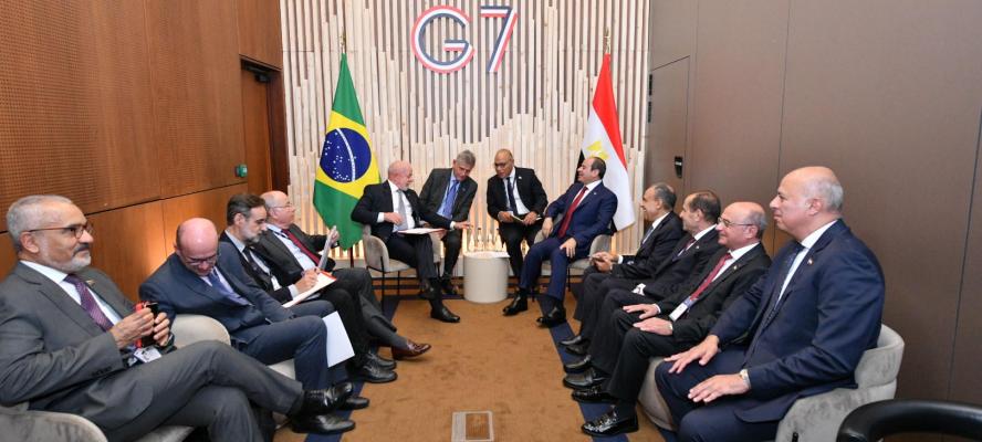 الرئيس السيسي يلتقي نظيره البرازيلي على هامش قمة مجموعة السبع