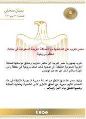 مصر تعرب عن تضامنها مع المملكة العربية السعودية في حادث تحطم مروحية