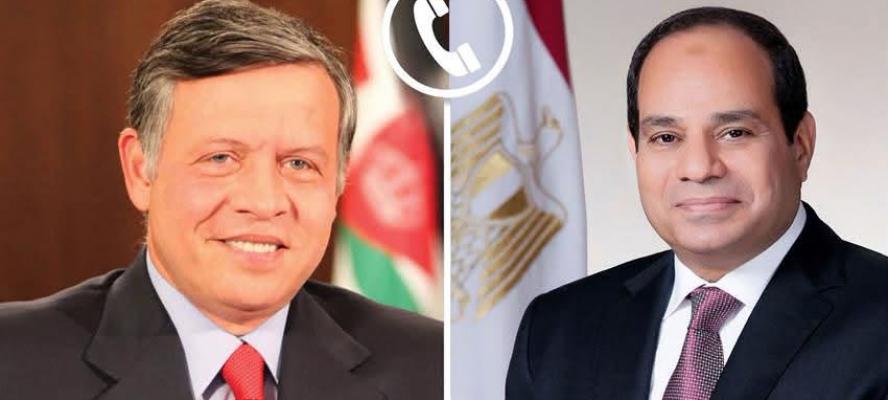 الملك عبدالله يعرب عن تقديره البالغ لموقف مصر والرئيس السيسي الداعم للأردن