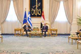 الرئيس السيسي خلال استقبال رئيس وزراء اليونان