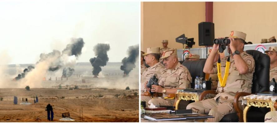 وزير الدفاع يتابع الجاهزية القتالية لرجال الجيش الثاني الميداني خلال مشروع تكتيكي بالذخيرة الحية