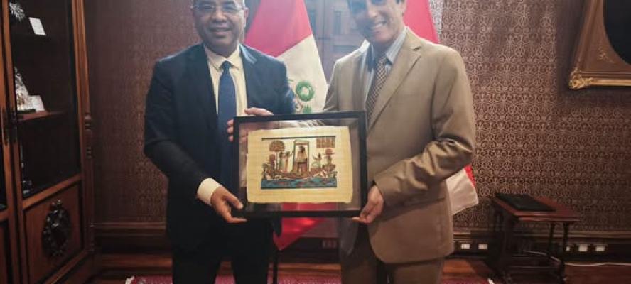 السفير المصري في بيرو يبحث مع وزير الخارجية البيروفي تعزيز العلاقات الثنائية لاسيما الاقتصادية والتجارية