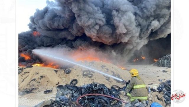 على طريق السالمي.. حريق ضخم في الكويت